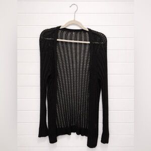 Black Open-Front Knit Cardigan
